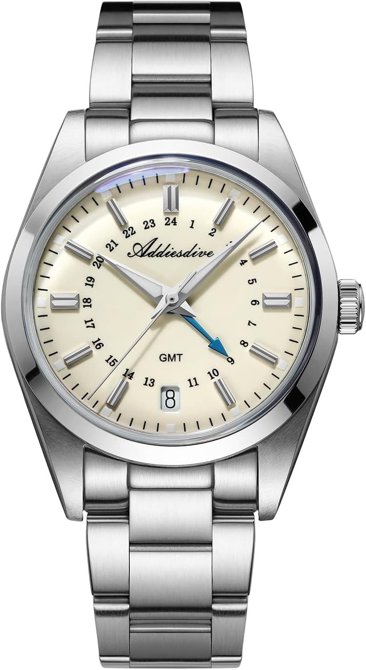 ADDIESDIVE 36 MM Petit Cadran GMT Montre Homme Diver Étanche 100 M Ronda 515-24H Acier Inoxydable
