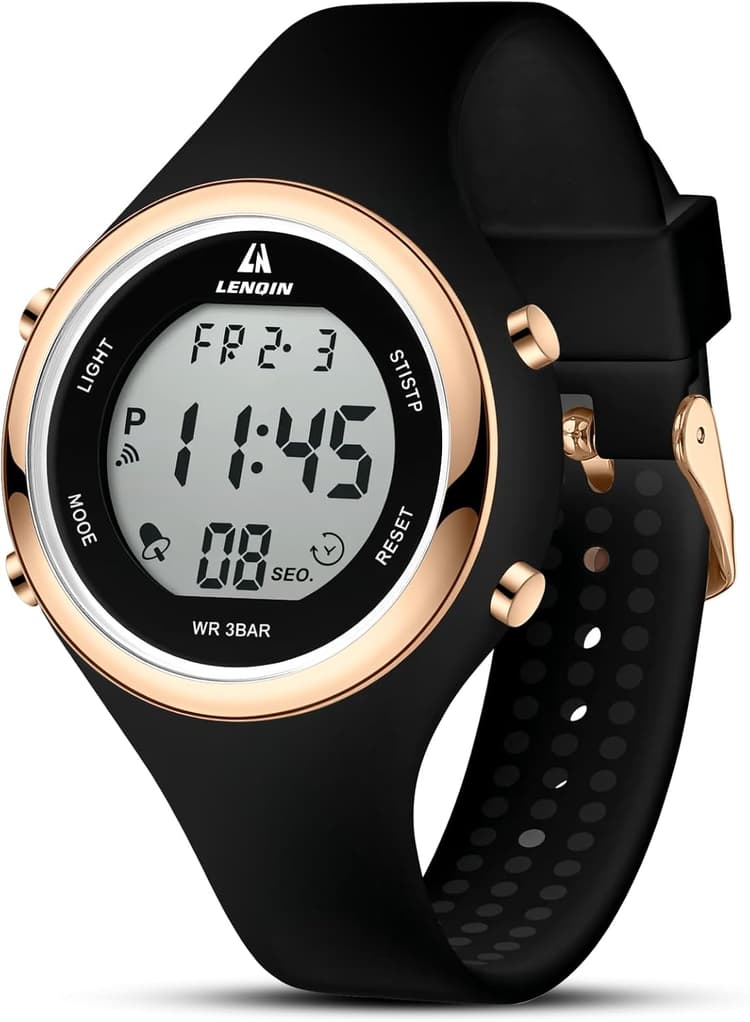 LN LENQIN Montre Femme Montre Le chronomètre pour Femmes 30m Montres de Poignet Militaire imperméables avec rétroéclairage/Alarme/minuterie/Date