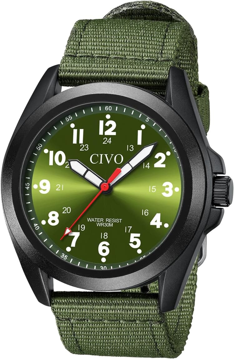 CIVO Montre Homme Militaire Sport Etanche - Montre Bracelet Analogique Quartz Simple