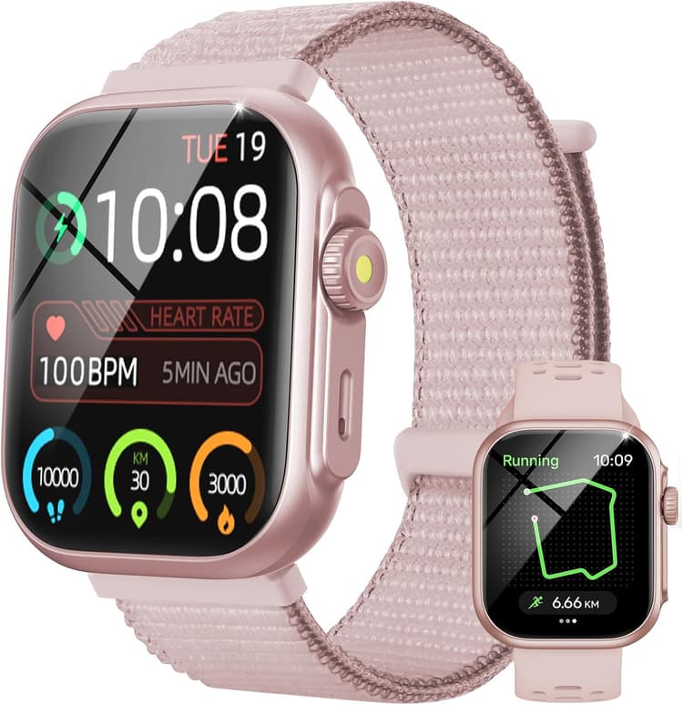 Parsonver GPS Smart Watch for Women Men, Built-in GPS & Bluetooth Calling, Waterproof HD Screen Fitness Tracker 100+ Sports Modes, Pedometer, Smartwatch for Android Phones/iPhone Compatible(Two Bands)