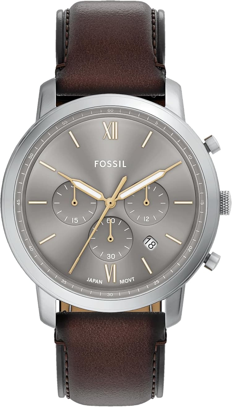 Fossil Montre chronographe Neutra en Cuir Marron pour Homme (modèle : FS6129)