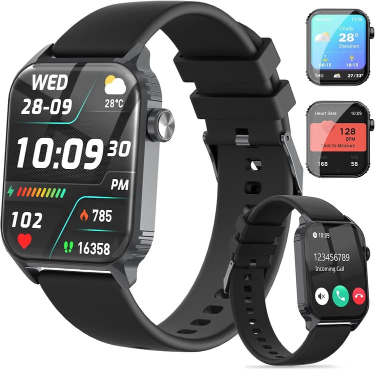 TRAUSI Smart Watch for Men, 120 Sports Modes Smartwatch with 1.83" HD Touchsreen, IP67 Waterproof, Sleep Monitor, Bluetooth Call & Music Control Fitness Watch for Android/iPhone (Black)