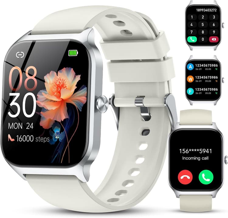 CASCHO Montre Connectée Femme Homme, 1.85" HD Smartwatch, 115+ Modes, Sport Tracker avec téléphonie Bluetooth,Montre Podomètre étanche IP68, Veille jusqu'à 30 Jours, iOS/Android - ZW