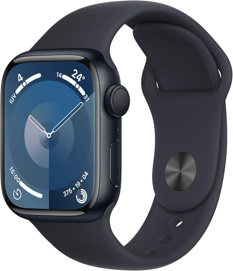 Apple Watch Series 9 (GPS, 41mm) - Coque en Alluminium Minuit avec Bracelet de Sport Minuit, S/M (Reconditionné)