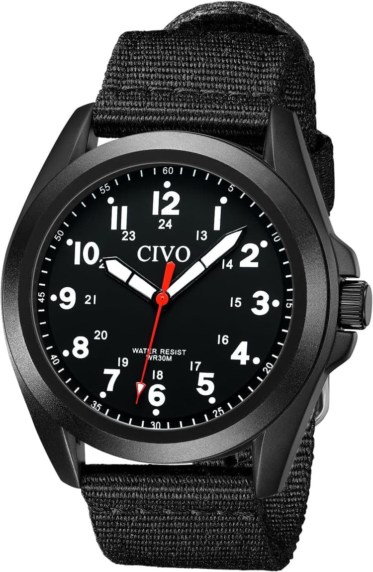 CIVO Montre Homme Militaire Sport Etanche - Montre Bracelet Analogique Quartz Simple