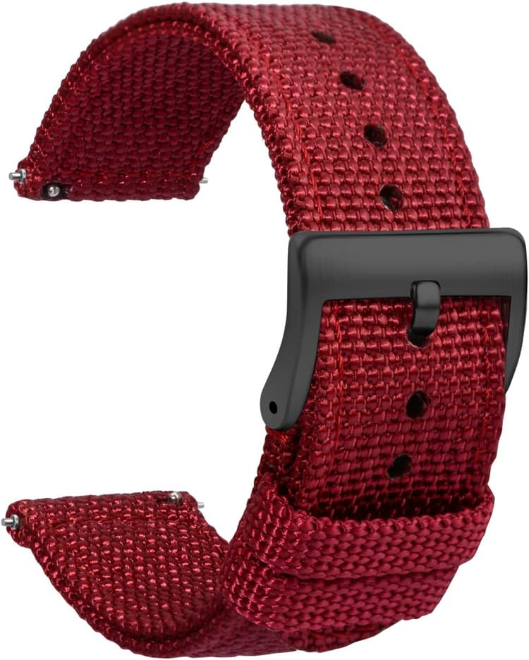 TStrap Montre Bracelet Nylon 20mm - Bracelet de Montre à Dégagement Rapide Noir Doux - Bracelets de Montres Militaires en Toile pour Hommes Femmes - Bracelet de Montre Intelligente - 18mm 22mm 24mm