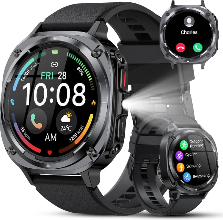 Montre Connectée Homme, Cadeau Saint Valentin pour Homme,1.45" HD, Fitness Smartwatch avec Appels Bluetooth,114+ Sport, Suivi Fréquence Cardiaque, Sommeil & Podomètre, Étanche IP68, pour ios Android