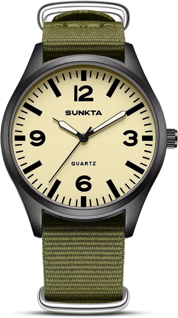 LIGE Watches for Men Unisex Military Sports Nylon Band Analog Quartz Watches 41mm Large Dial Luminous Waterproof Army Tactical Casual Wrist Watch