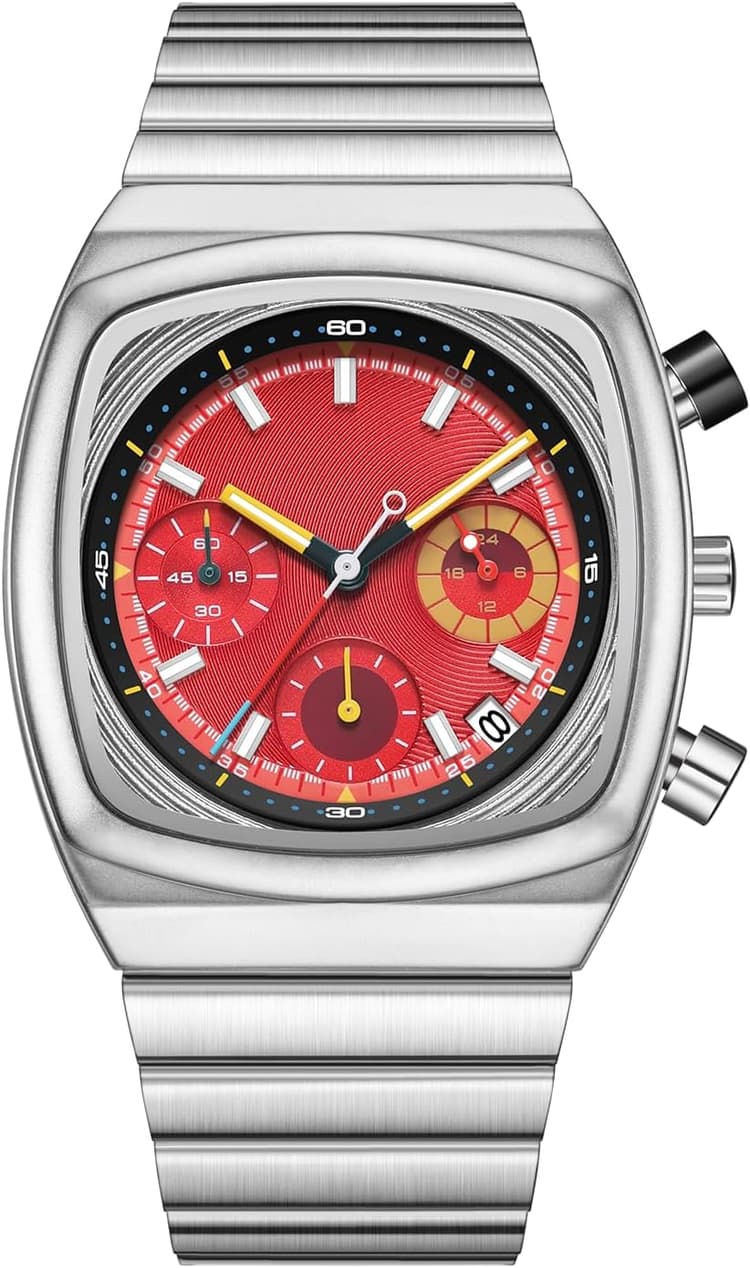 CILOA Mens Watches Chronograph Stainless Steel Waterproof Date Analog Business Fashion Wristwatch for Men