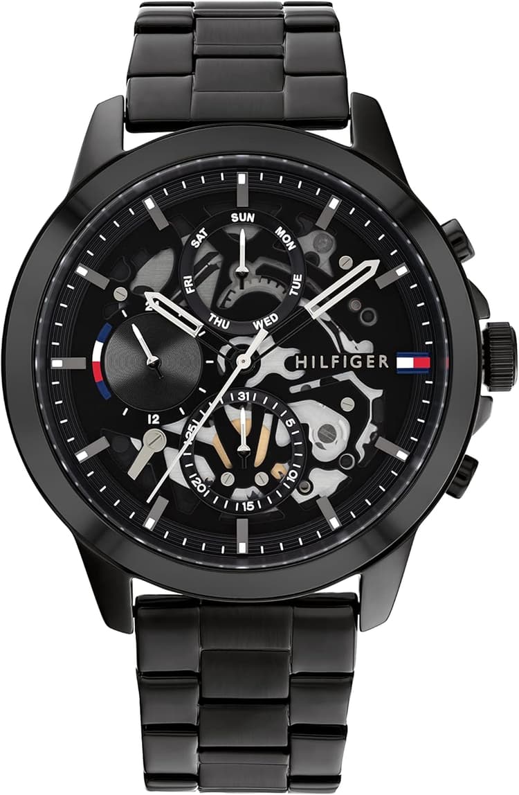 Tommy Hilfiger Montre Analogique Multifonction à Quartz pour Homme avec Bracelet en Acier Inoxydable ou Cuir