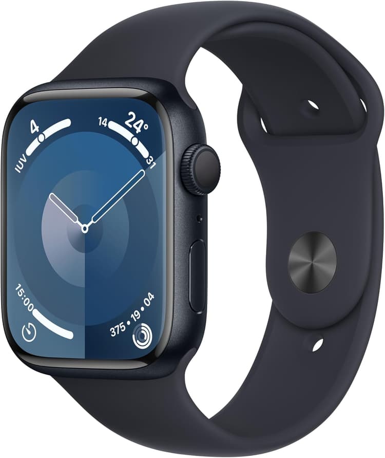 Apple Watch Series 9 (GPS, 45MM) - Coque en Alluminium Minuit avec Bracelet de Sport Minuit, M/L (Reconditionné)
