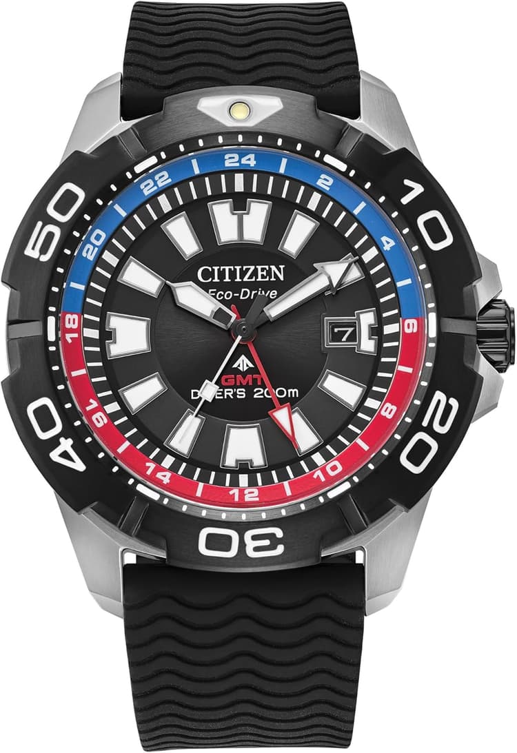 Citizen Men's Eco-Drive Promaster Sea Eco Dive, Stainless Steel Watch, Black Polyurethane Strap, Dual Time, Date