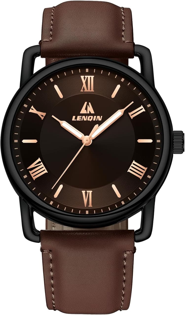 LN LENQIN Montres Hommes Montres Analogiques à Quartz Montres Hommes 30M Waterproof Montres Poignets Hommes Montres Cuir Fashion Business