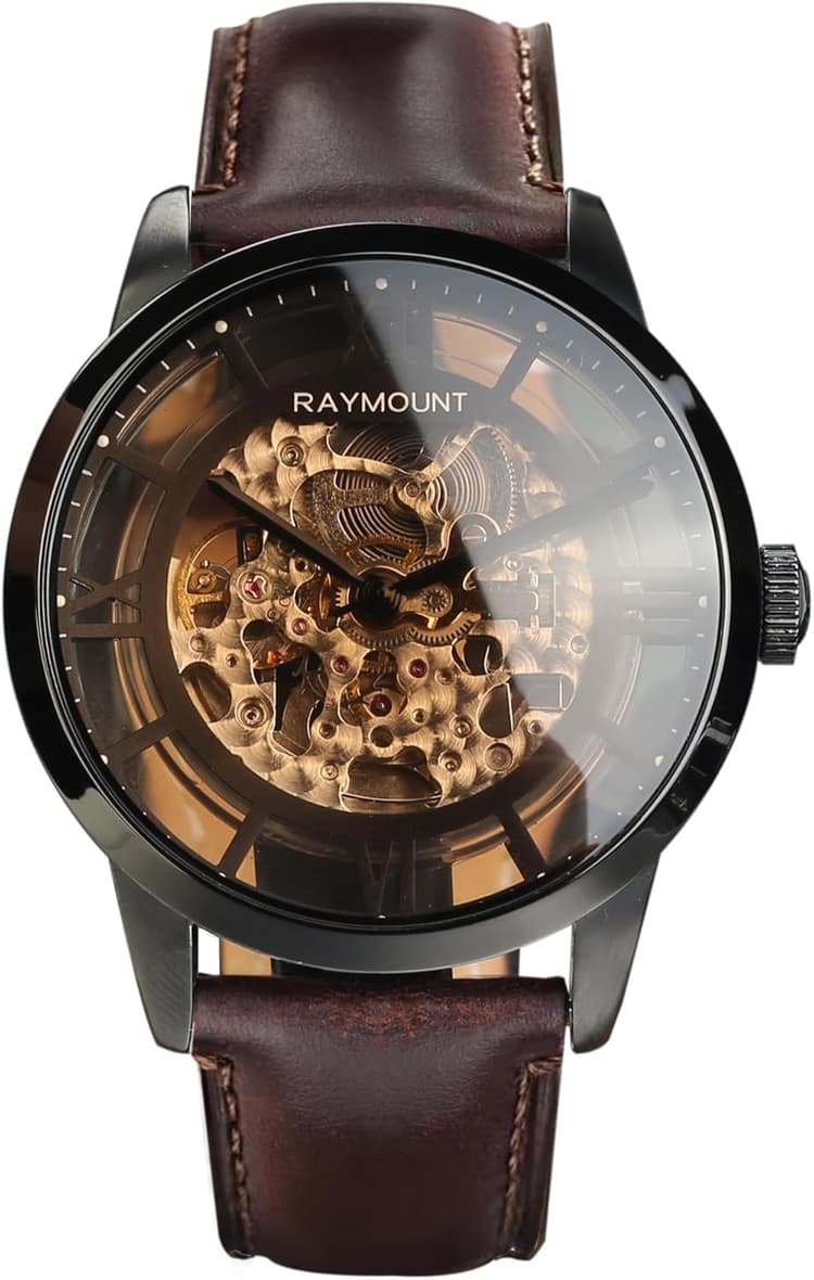 FORSINING Men's Automatic Watch with Mechanical Movement, Skeleton Dial and Leather Band