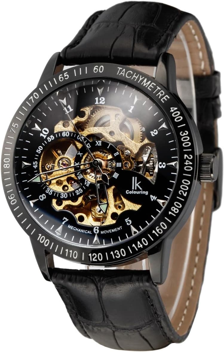 Alienwork IK Montre Automatique Homme Femme Squelette Fond de Verre
