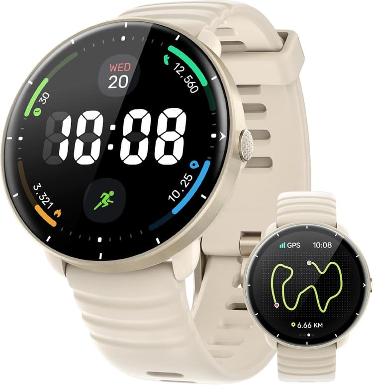 Parsonver Montre Connectée avec GPS Intégré, 5ATM Étanche Smartwatch Natation pour Piscine/Eau Libre, Montre Connecté avec AMOLED Écran, 100+ Sports,Fréquence Cardiaque,Sommeil (Gris Français, 42 mm)