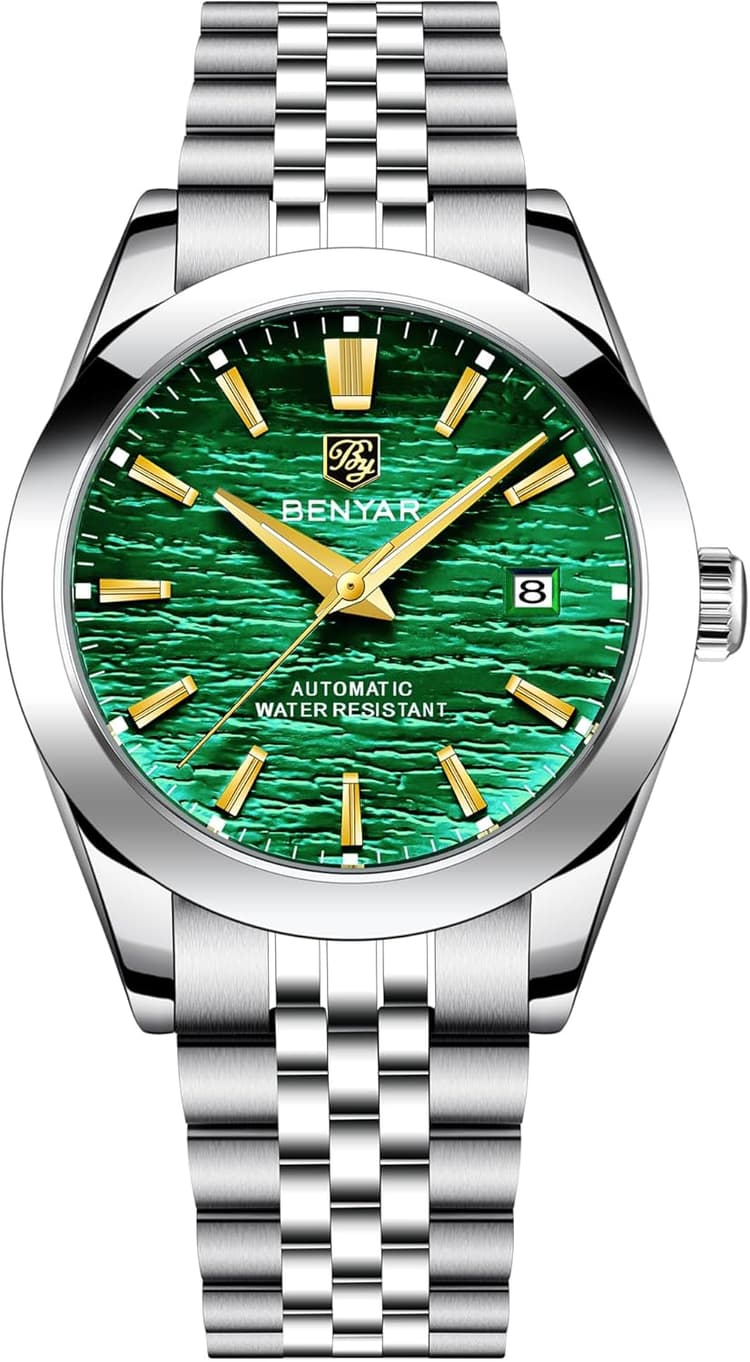 BENYAR BY5209 Montre mécanique Automatique pour Hommes 40MM Bracelet en Acier Inoxydable étanche Lumineux Montre décontractée pour Hommes Date