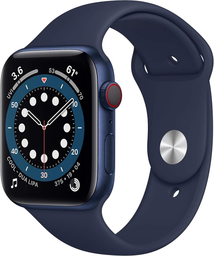 Apple Watch Series 6 (GPS + Cellulaire, 44MM) Boîtier en Aluminium Bleu avec Bracelet Sport Bleu Marine (Reconditionné)