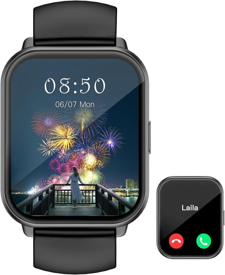 Montre Connectée Homme Femme Appel Bluetooth Smartwatch pour Android iOS Montre Sport Podometre Cardiofrequencemetre Oxymetre Notification Etanche IP68 100+ Mode Sport