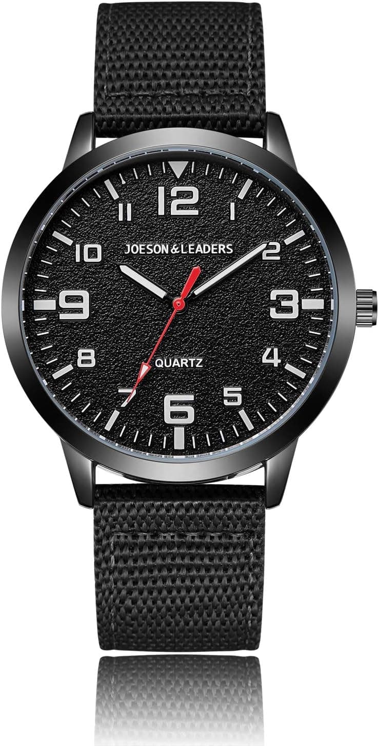 Montre-bracelet 3 ATM étanche pour l'extérieur Unisexe Montres Casual Quartz Montre Bracelet de Sport avec Bracelet en Nylon/Cuir