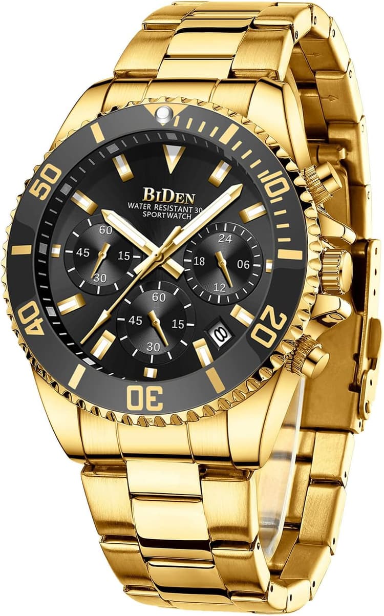 Biden BIDEN-0163 Montre à Quartz analogique pour Homme avec Bracelet en Acier Inoxydable