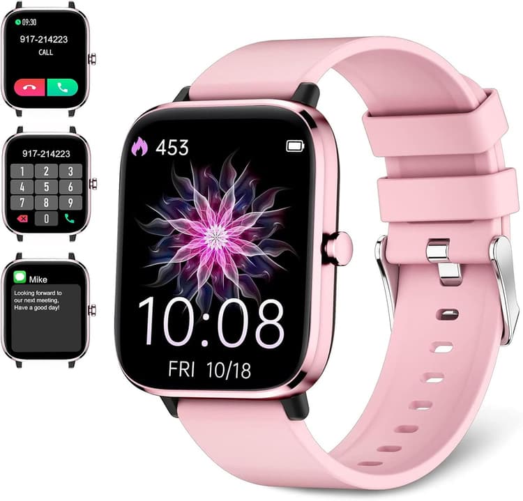 Smartwatch for Women - Call, Fitness Tracker, Heart Rate & Sleep Monitor, 1.69" Touch Screen, Waterproof - For Android & iPhone, Pink