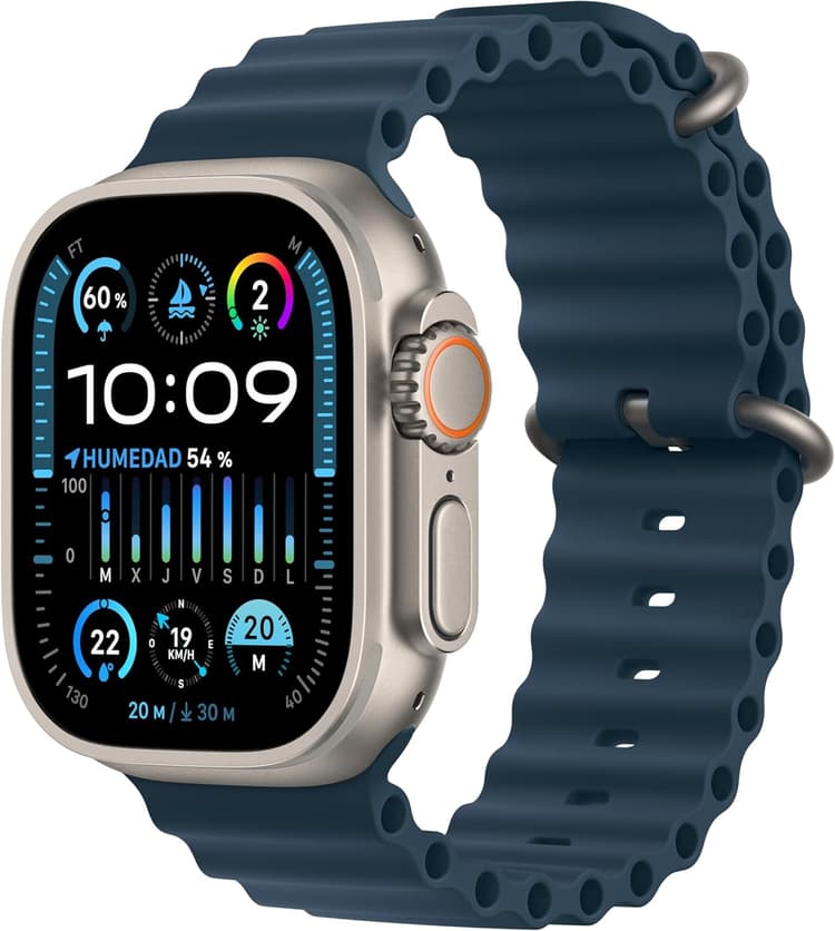 Apple Watch Ultra 2 [GPS + Cellular, 49MM] Boîtier en Titane avec Bracelet Océan Bleu - Taille Unique (Reconditionné)