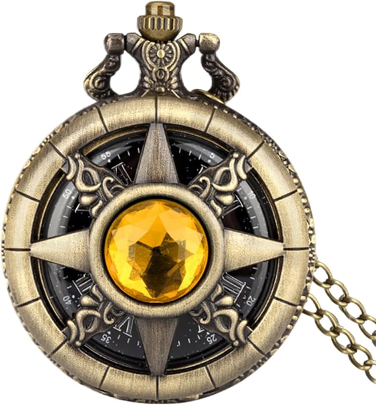 Montre de poche avec chaîne | Montre de poche à remontage manuel avec chaîne – Montre de poche vintage en cuivre Steampunk pour homme et femme