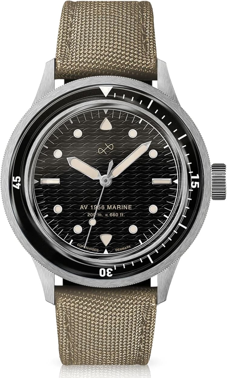 1956 Marine Automatic Men’s Watch – Black Dial, 41 mm Stainless Steel Case, Sapphire Crystal, 200 m Water Resistant Diver’s Watch