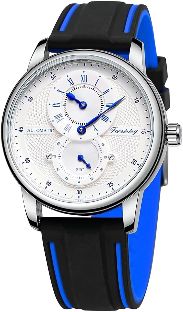 Montre mécanique pour homme avec bracelet en silicone - Montre militaire automatique pour homme - Montre à remontage manuel - Style décontracté et étanche