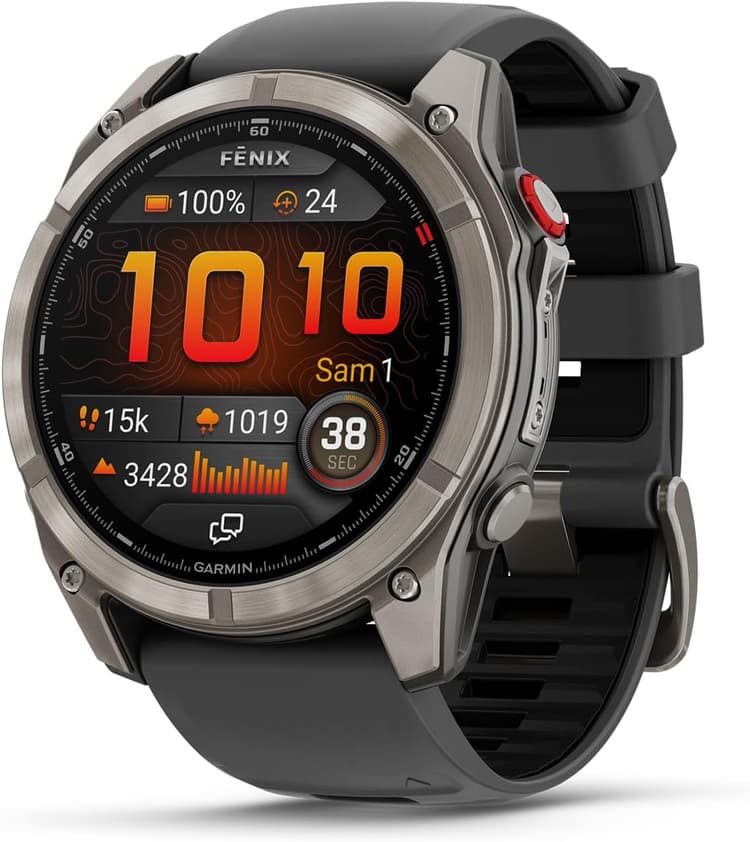 Garmin fēnix® 8 Pro, 51mm AMOLED - Montre connectée GPS Multisports avec Technologie inReach intégrée - Sapphire, Titane, Titanium avec Bracelet Graphite