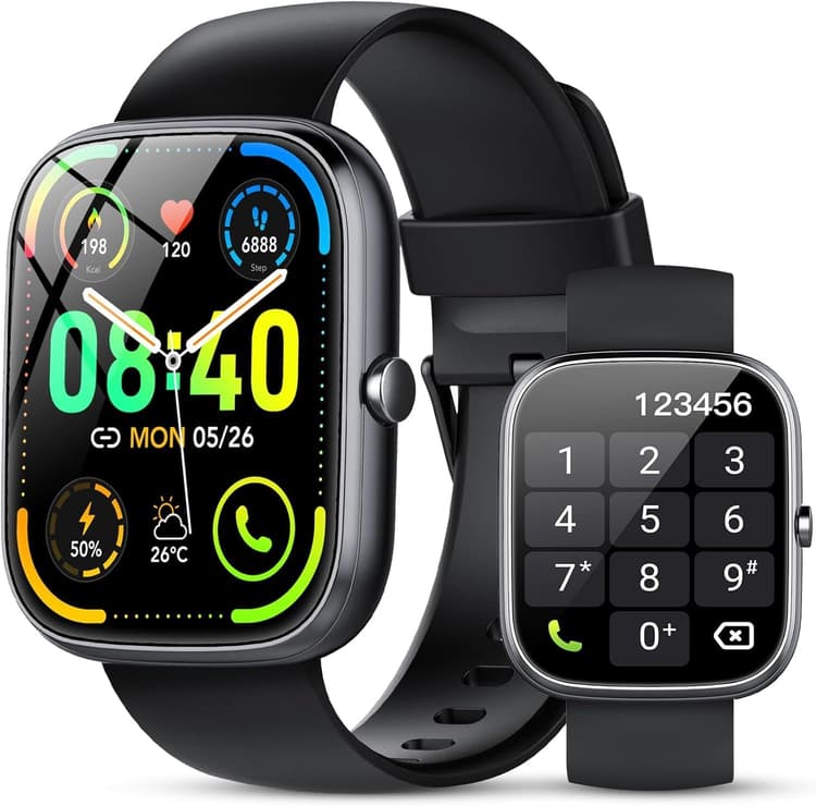 Montre Connectée Homme Femme, 1.91" HD Smartwatch Fonction Féminine avec Appel Bluetooth 5.3, 115+ Modes Sportifs, 200+ Cadrans personnalisés, 24H Moniteur Sommeil/FC/SpO2, Android, iOS, Noir