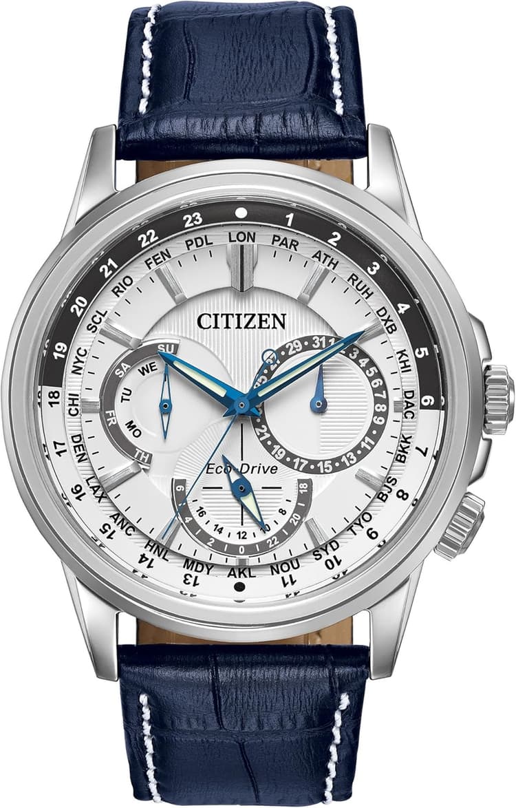 Citizen Men's Eco-Drive Calendrier Classic Watch, 12/24 Hour Time, 3-Hand Day and Date, Chronograph, Luminous Hands