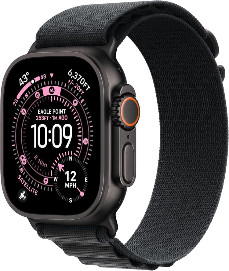 Apple Watch Ultra 3 [GPS + Cellular 49mm] Running & Multisport Smartwatch w/Rugged Titanium Case w/Black Alpine Loop - M. Satellite Communications, Advanced Health & Fitness Tracking