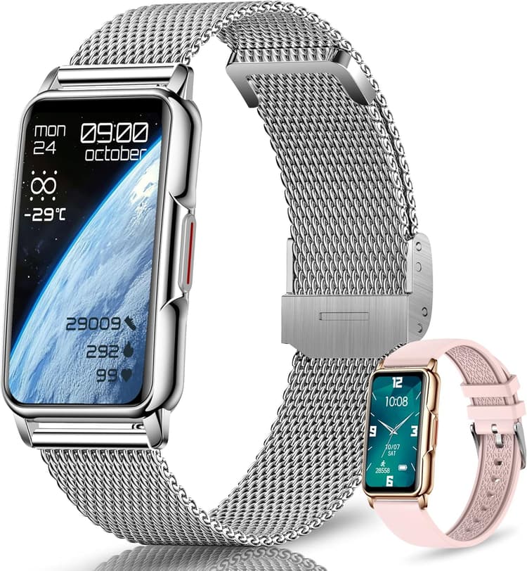 128+Modes Sportifs Montre Connectée Femme, 1,47"HD Montre Femme avec Bluetooth, Pression Artérielle, SpO2, Fréquence Cardiaque, Sommeil, Cycle Menstruel, Météo, Smartwatch Santé Compatible Android/iOS