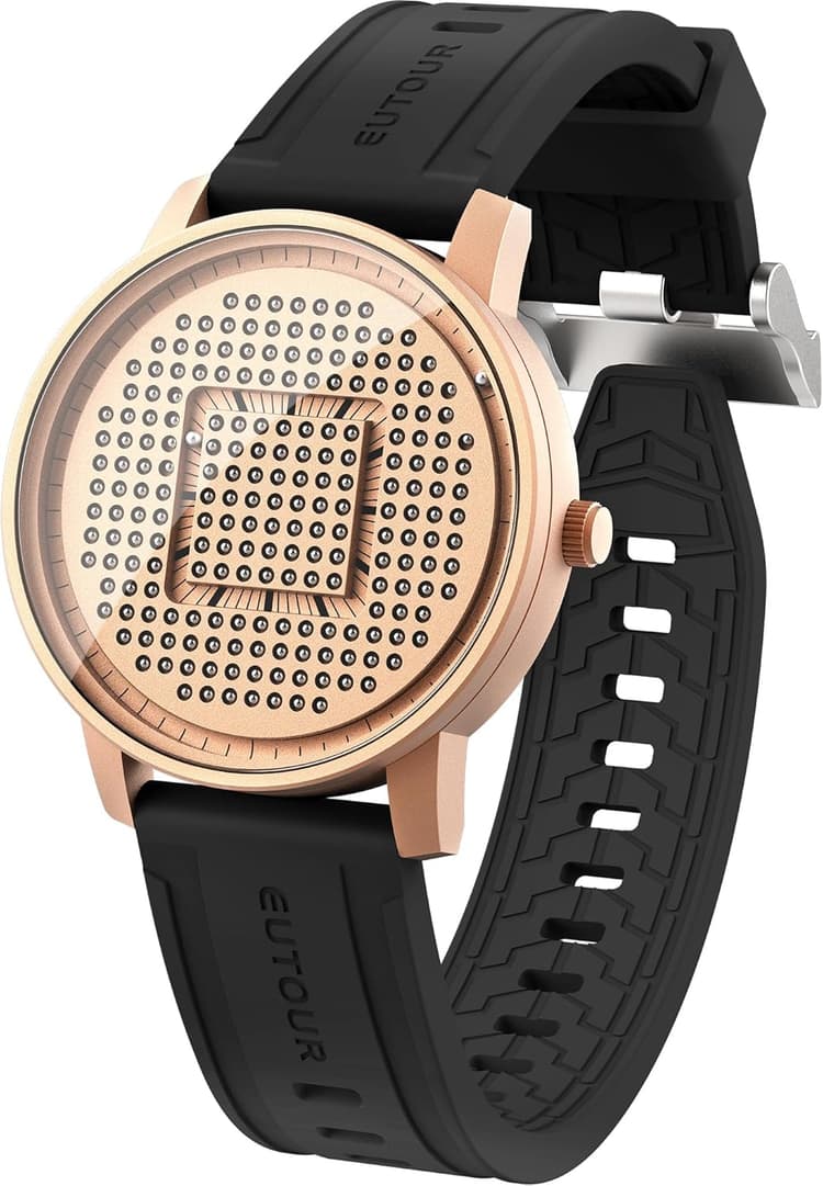 EUTOUR Magnetic Wrist Watch for Men Creative Magnet Balls Tracking Dial with Japanese Movement 40MM 3ATM and Silicone Band Unique Analog Quartz Watch Gift Idea for Men