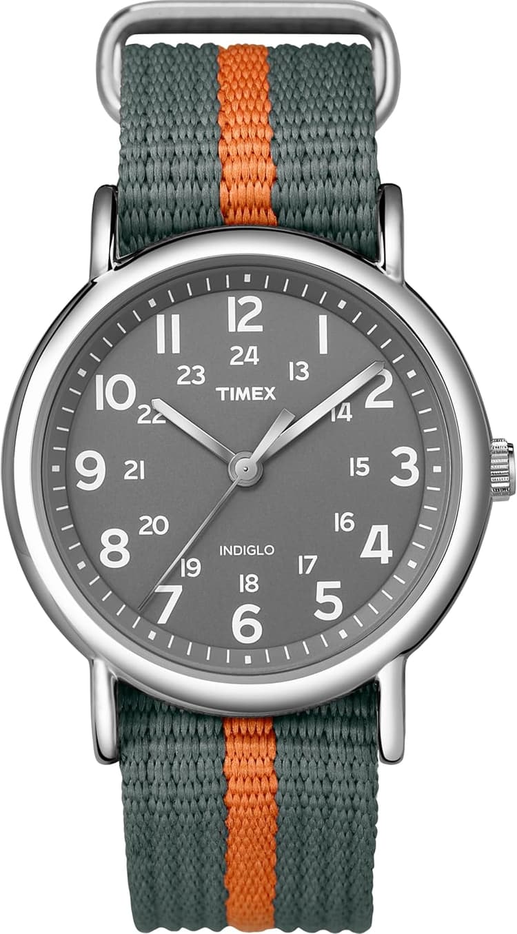 Timex Weekender 38mm Unisex Analog Watch | INDIGLO Backlight | Adjustable Durable Nylon Fabric Slip Through Strap | 24 Hour Time