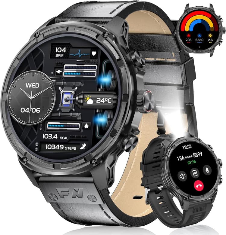 LIGE Militaire Montre Connectée Homme avec 1,85'' HD Grand Écran/LED Lampe/710mAh Batterie,Smartwatch Homme avec 100+ Modes Sportifs,24/7 Moniteur de Fréquence Cardiaque et Sommeil pour Android iOS