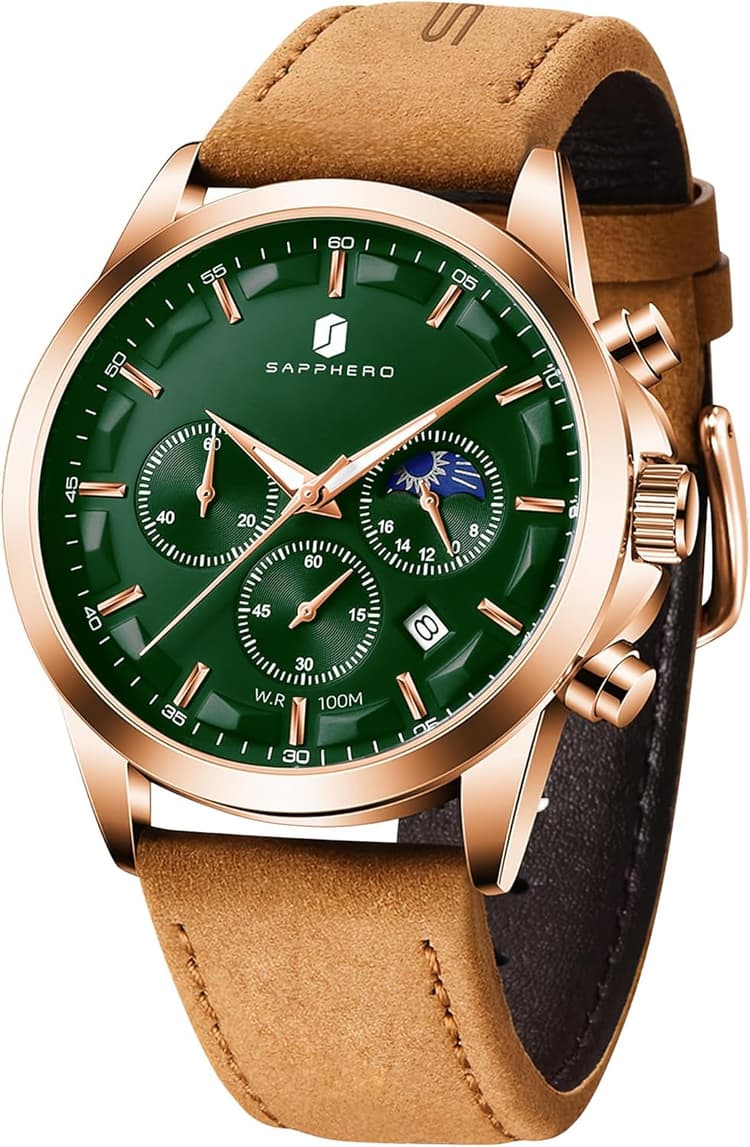 BENYAR by Montre Homme Montres Bracelet pour Homme chronographe étanche avec Calendrier Luxe Sport habillée Cadeau Montres NoëlCadeau Fête des Pères Bracelet en Cuir/Acier Inoxydable