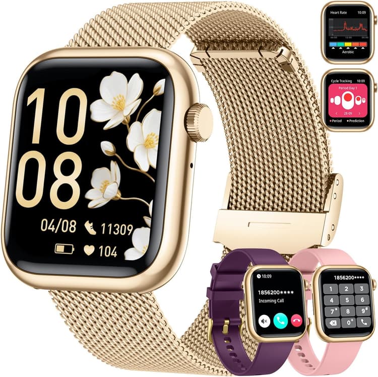 Montre Connectée Femme Sport Smartwatch: 1.83" Fitness Smart Watch avec Appel Bluetooth 100+ Sport Mode Podometre Moniteur de Sante Tension Arterielle SpO2 Montres Intelligente pour Andriod et iOS
