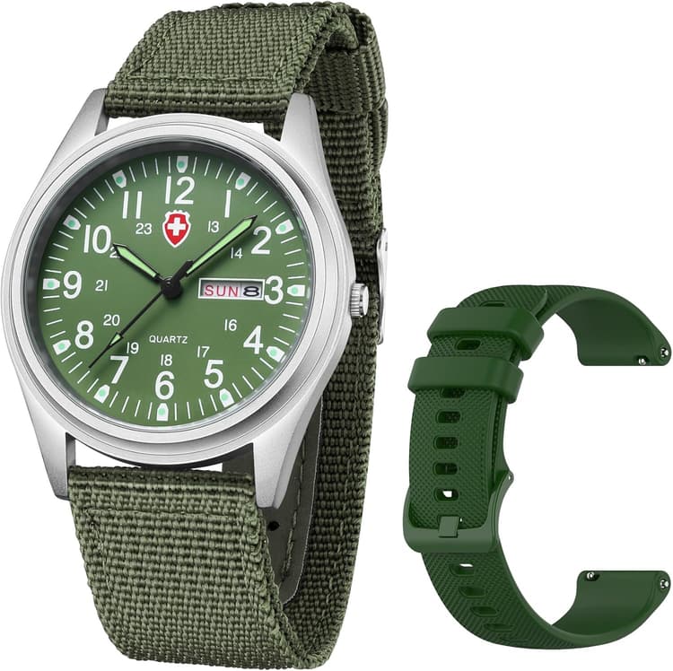 Gosasa Unisex Military Watches Sport Textile Nylon Strap Stylish Men Watch Luminous Fashion Watches Analog Display Quartz Waterproof Casual Wristwatch