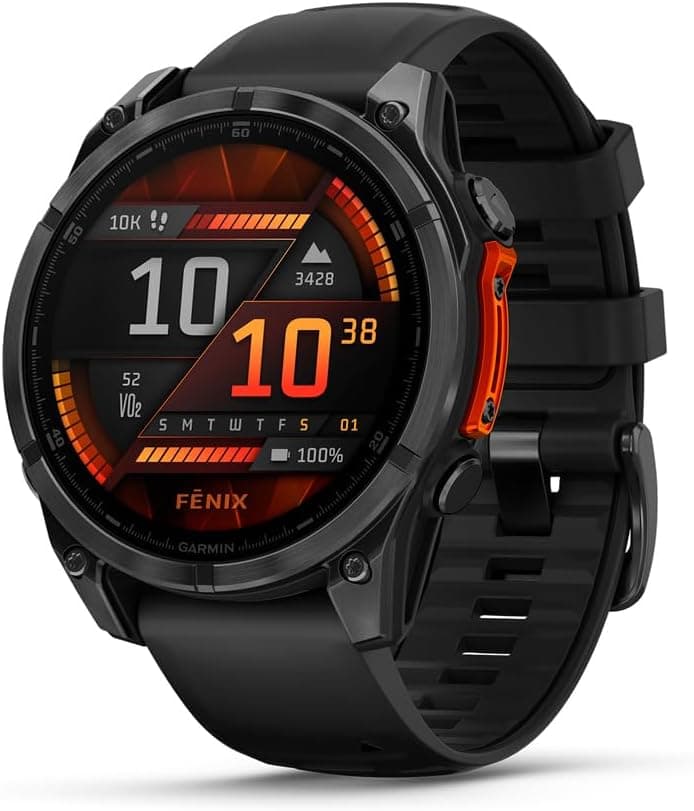 Garmin fēnix® 8 – 47mm, AMOLED, Premium Multisport GPS Smartwatch, Long-Lasting Battery Life, Dive-Rated, Built-in LED Flashlight, Slate Gray with Black Band (Renewed)