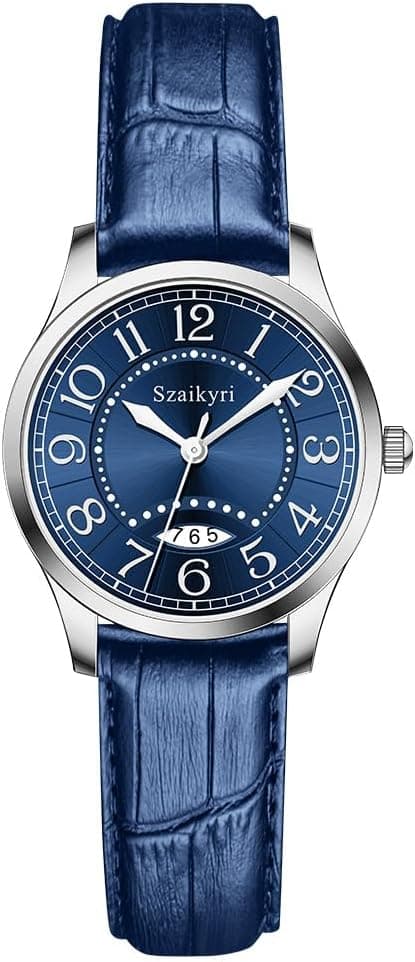 Montre Classique pour Femmes avec Temps Facile à Lire Chiffres Arabes Montres Dames avec Calendrier Résistant à l'eau