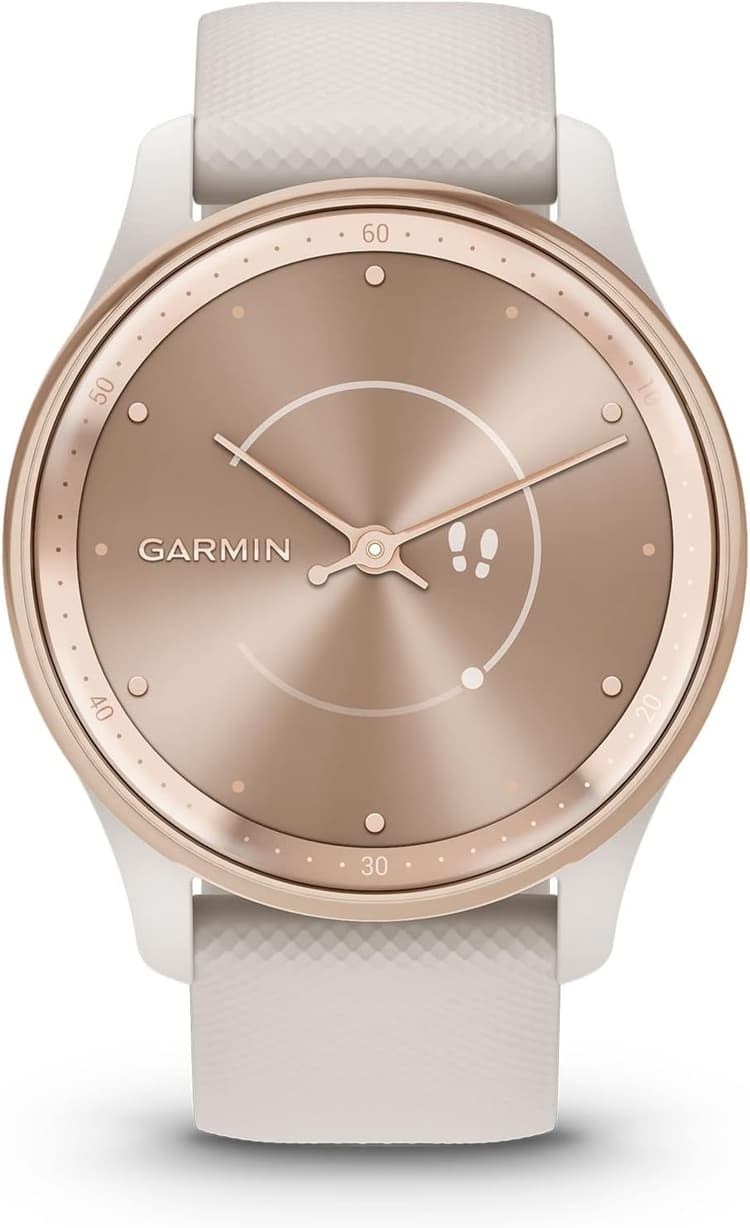 Garmin Vivomove Trend, Stylish Hybrid Smartwatch, Long-Lasting Battery Life, Dynamic Watch Hands and Touchscreen Display, Ivory (Renewed), Adjustable