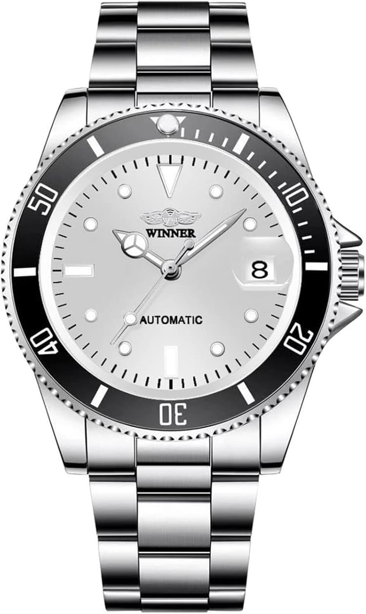 Montre mécanique pour homme à remontage manuel automatique 20 mm en acier inoxydable