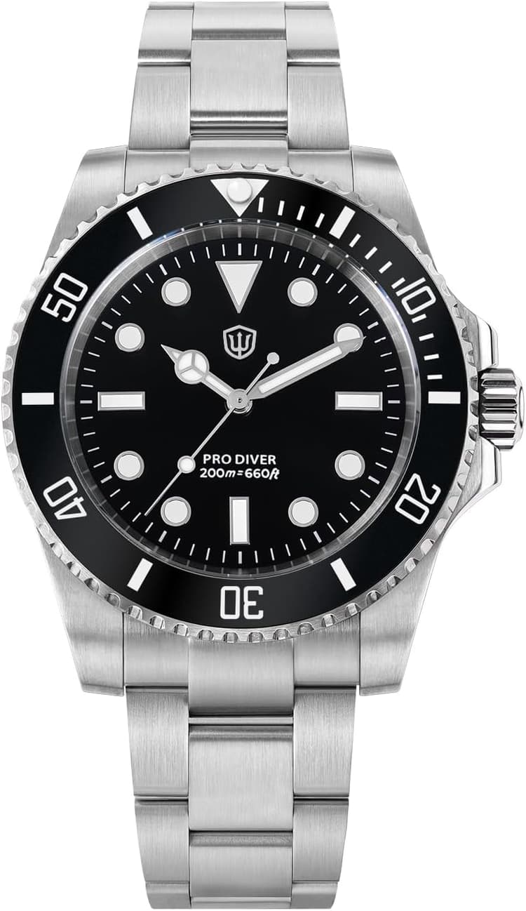 watchdives Professional Diver Watch, WD1680Q V2 Japan VH31 Sweep Second Quartz Wristwatch 40mm Sapphire Crystal Watches 200m Waterproof Luminous Analog Watch