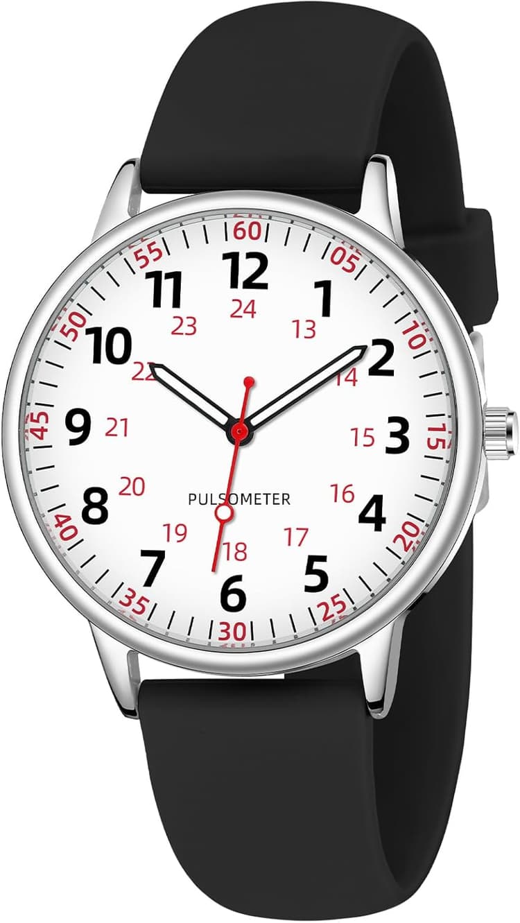 Nurse Watch for Women Waterproof Analog Silicone Watch with Second Hand Nursing Watch