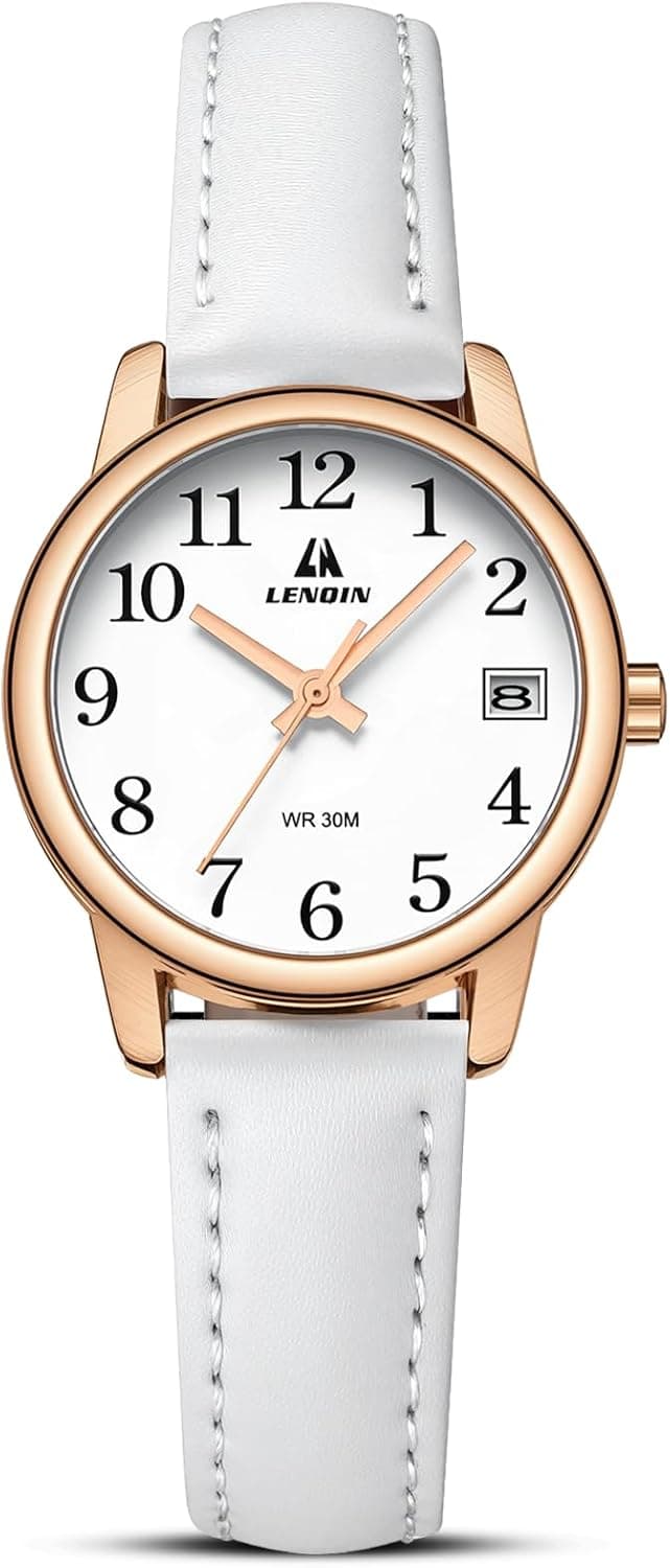 LN LENQIN Womens Watch Analog Quartz Waterproof Ladies Watches for Women Easy Read Women's Wrist Watches with Leather Strap Luminous Dial