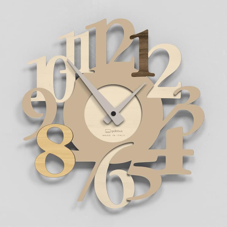 Giallobus - Montre haut de gamme - Carved - Bois MDF - Premium 45x45cm - 16 - Grain - Artisan Made in Italy - Silencieux - Idée cadeau - Double niveau moderne