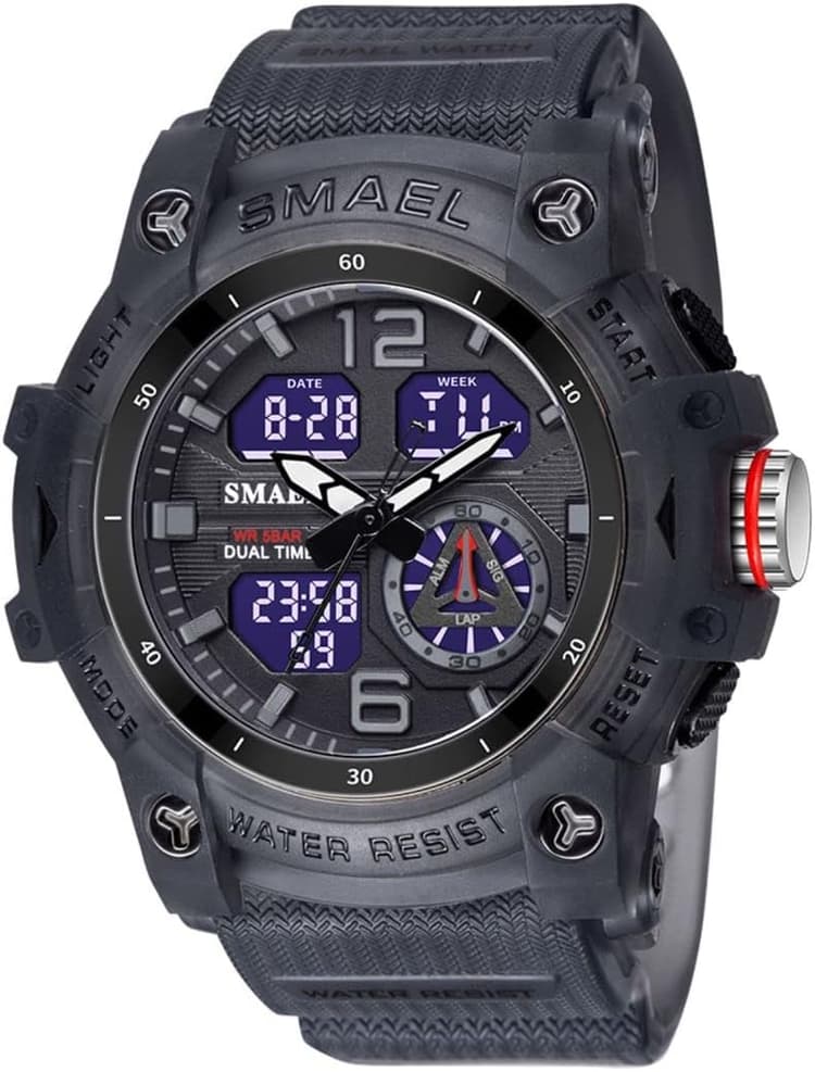 Montre Digitale Homme avec Chronomètre, Eclairage, Alarme, Calendrier-Montres Sport avec Bracelet en Silicone